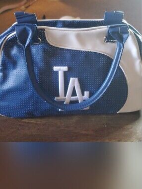 Navy and White LA Embroidered Dome Tote